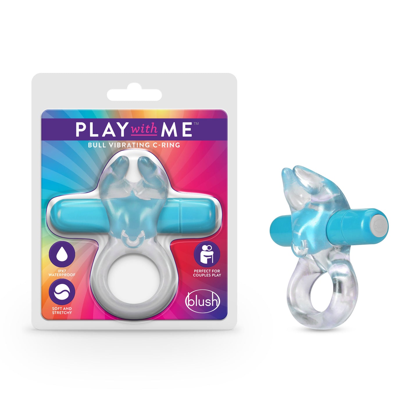 "Play With Me Bull Vibrating C-Ring - Blue BL-74202"