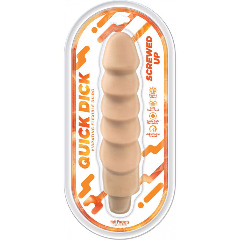 "Screwed Up Quick Dick - Vibrating Flex Dildo - 8 Inch HTP3767"