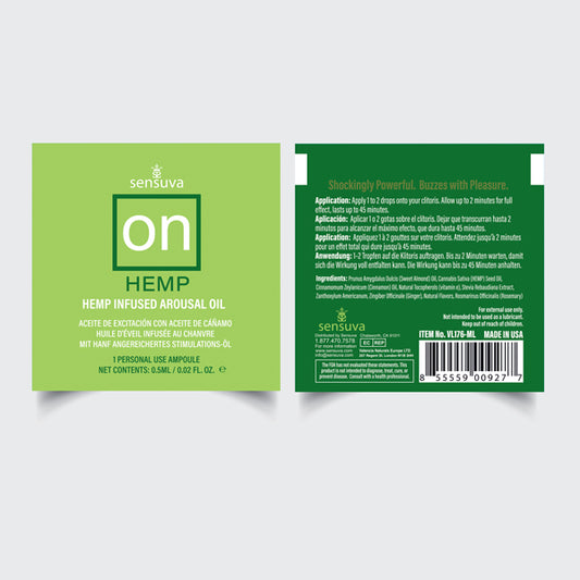 "On Hemp Arousal Oil Single Use Ampoule 0.05ml Packet SEN-VL176-ML"