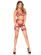 "4pc All Tied Up Shimmer Bra and Panty Set - Os - Burgundy/silver LA-89362BURGOS"
