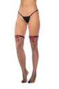 "Diamond Fishnet Thigh Highs with Plaid Bows - Os - Black/plaid GE-1128BKOS"