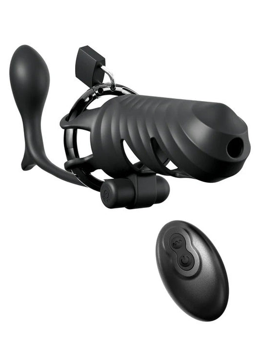 "Fantasy C-Ringz Remote-Controlled Vibrating Cock Blocker With Ass-Gasm Plug - Black PD5970-23"